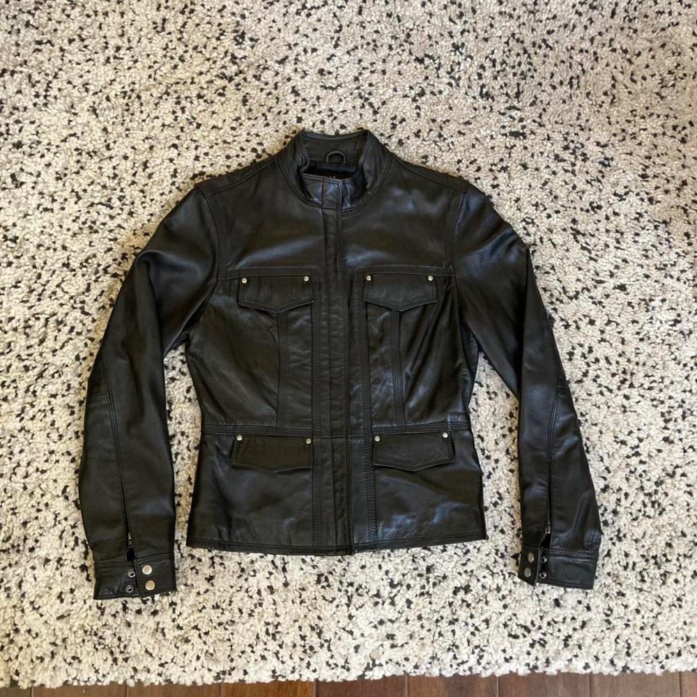 Black leather moto jacket from international concepts